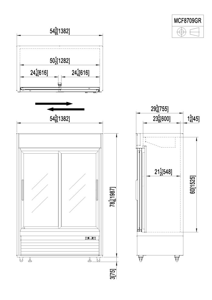 Armario de Refrigeración con puerta de cristal y puerta corredera MCF8709-GR - Imagen 3