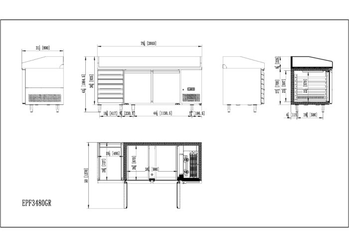 Mesa Refrigeración EPF3480-GR - Imagen 3