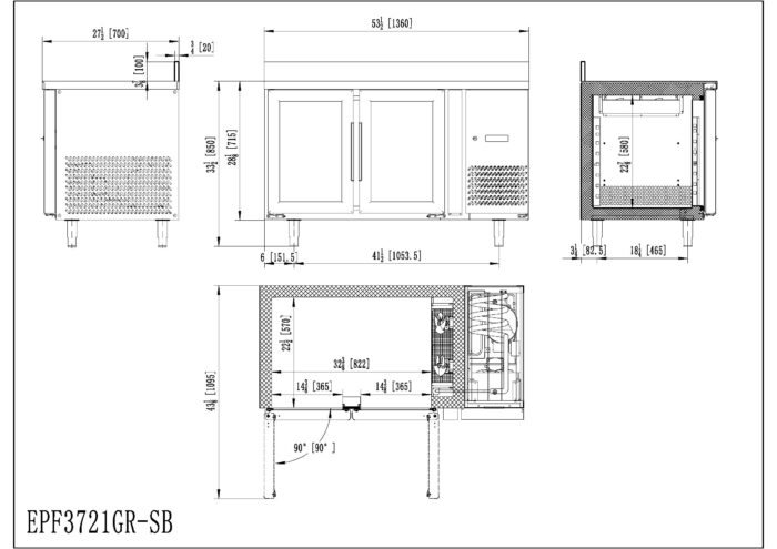 Mesa Refrigeración EPF3721-GR-SB - Imagen 3
