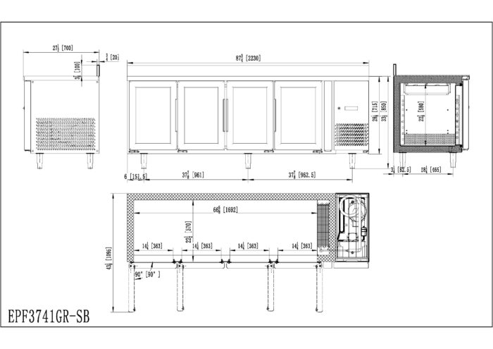 Mesa Refrigeración EPF3741-GR-SB - Imagen 3